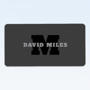 Your Name or Business Name   Modern Masculine Grey Label