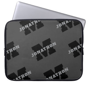 Your Name or Business Name Modern Masculine Grey Laptop Sleeve