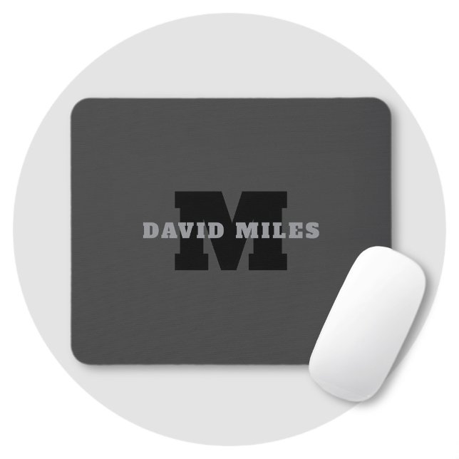 Your Name or Business Name | Modern Masculine Grey Mouse Pad (Creator Uploaded)