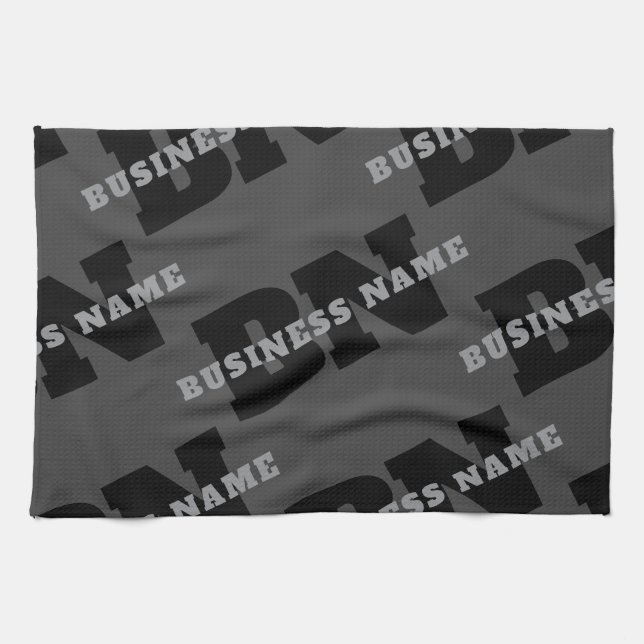 Your Name or Business Name | Modern Masculine Grey Tea Towel (Horizontal)