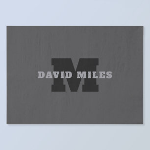 Your Name or Business Name   Modern Masculine Grey Tissue Paper