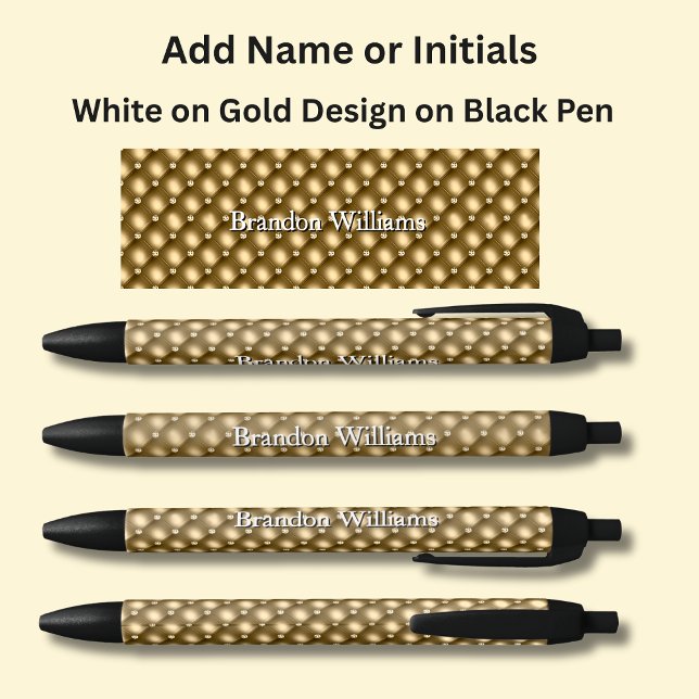 Your Name or Initials on Gold Abstract Black Ink Pen (Creator Uploaded)