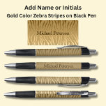 Your Name or Initials on Gold Zebra Stripes<br><div class="desc">Add the Name or Initials you want on this gold coloured striped pen - Change to your own details. See my store for lots more great Pens</div>