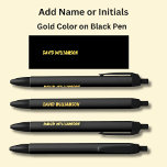 Your Name or Initials Orange Gold Letters on Black Black Ink Pen<br><div class="desc">Add the Name or Initials you want on this black pen - Change to your own details. See my store for lots more great Pens</div>