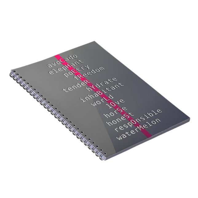 Your name or message with crossword puzzles? Grey Notebook (Right Side)