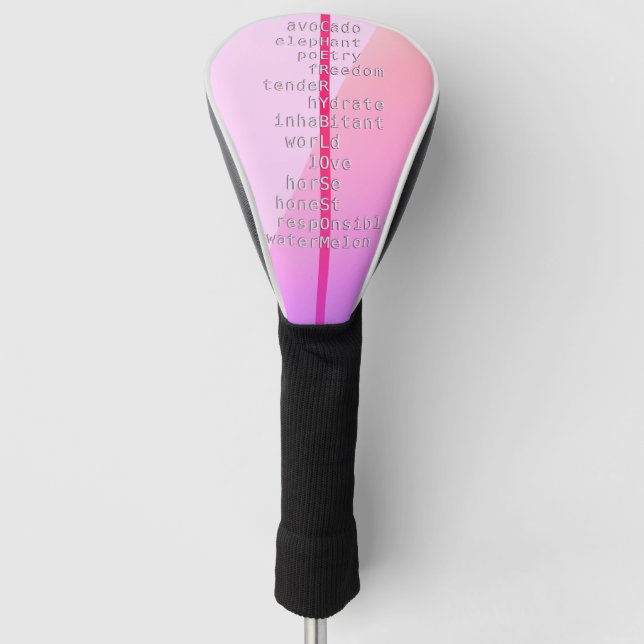 Your name or message with crosswords? Over pink Golf Head Cover (Front)
