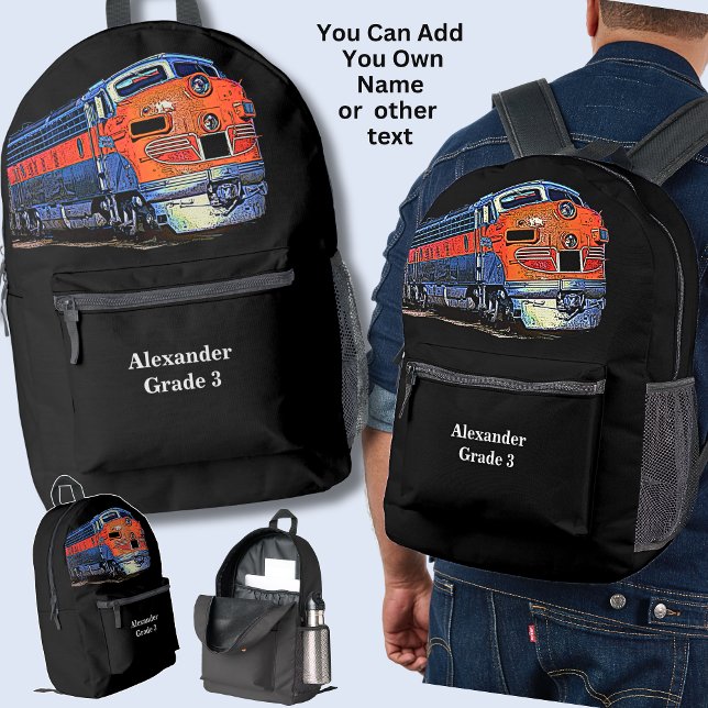 Your Name or Text -  F7 Diesel Locomotive      Printed Backpack (Creator Uploaded)