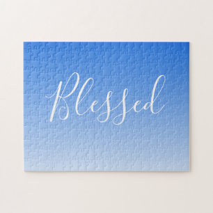 Your Name or Word   Blue Ombre Gradient Jigsaw Puzzle
