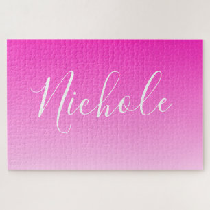 Your Name or Word   Customizable Pink Gradient Jigsaw Puzzle
