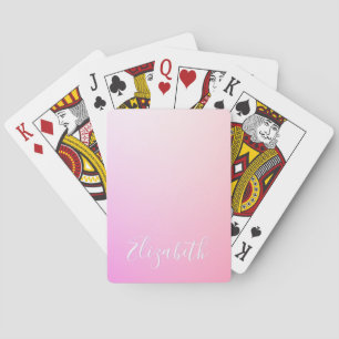 Your Name or Word   Pink Ombre Gradation Playing Cards