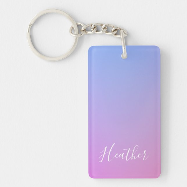 Your Name or Word | Purple Pink & Blue Gradient Key Ring (Front)