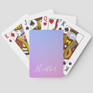 Your Name or Word Purple Pink & Blue Gradient Playing Cards