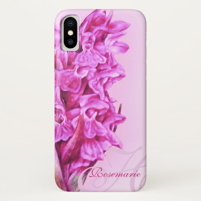 Your name Orchid floral pink iphone case (Back)