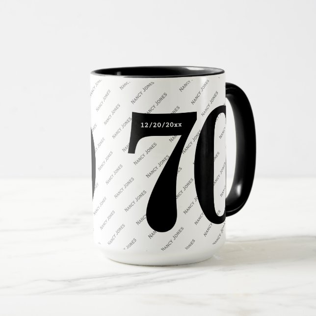 Your Name Pattern - Black & White - Bold 70 Mug (Front Right)