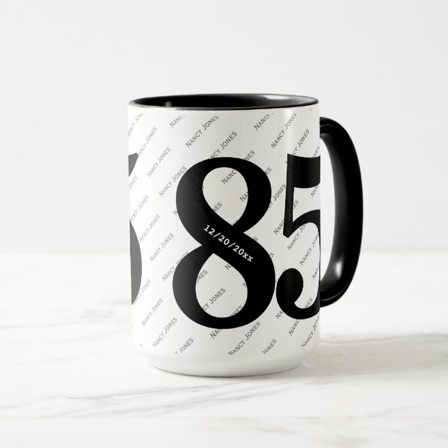 Your Name Pattern - Black & White - Bold 85 Mug (Front Right)