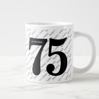 Your Name Pattern - Black/White - Bold Age 75 Large Coffee Mug