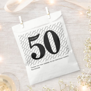 Your Name Pattern Bold Black Age 50 Number Date Favour Bag