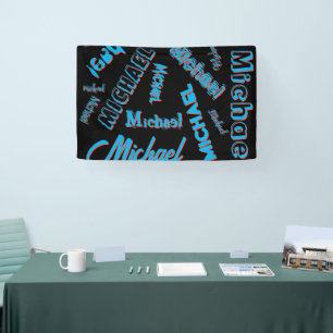 Your name pattern monogram blue red black colour banner
