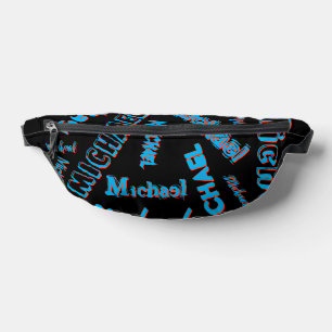 Your name pattern monogram blue red black colour bum bags