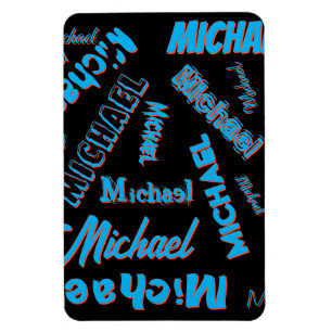 Your name pattern monogram blue red black colour magnet