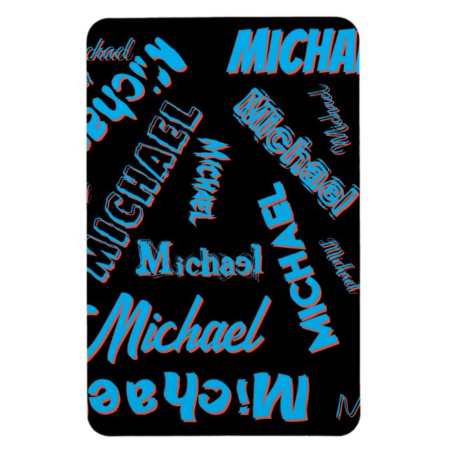 Your name pattern monogram blue red black colour magnet (Vertical)