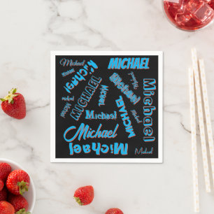 Your name pattern monogram blue red black colour napkin