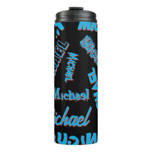 Your name pattern monogram blue red black colour thermal tumbler