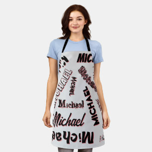 Your name pattern monogram rose colour shadow apron