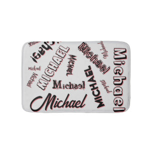 Your name pattern monogram rose colour shadow bath mat