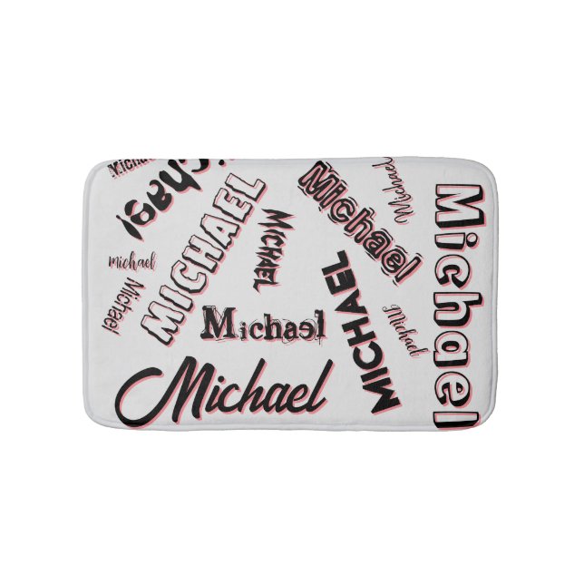Your name pattern monogram rose colour shadow bath mat (Front)