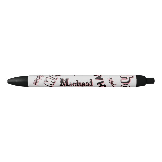 Your name pattern monogram rose colour shadow black ink pen (Front)
