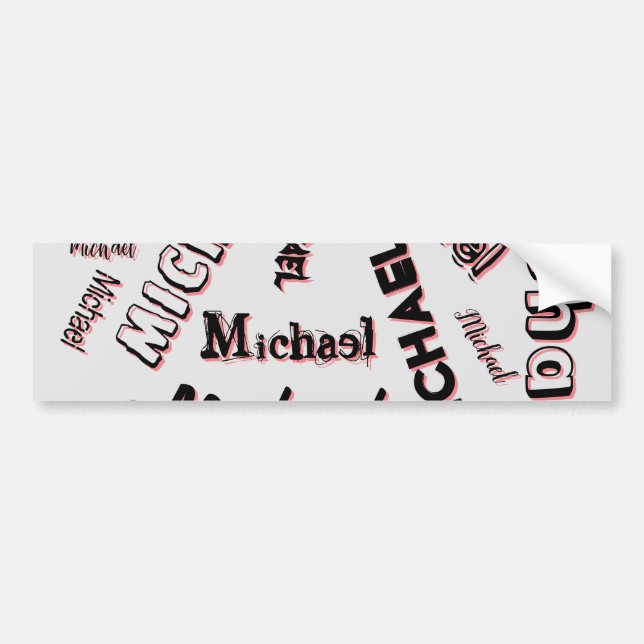 Your name pattern monogram rose colour shadow bumper sticker (Front)