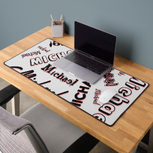 Your name pattern monogram rose colour shadow desk mat