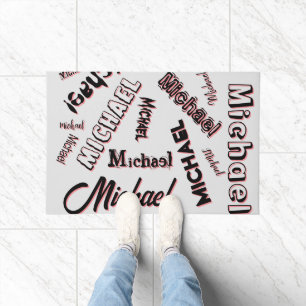 Your name pattern monogram rose colour shadow doormat