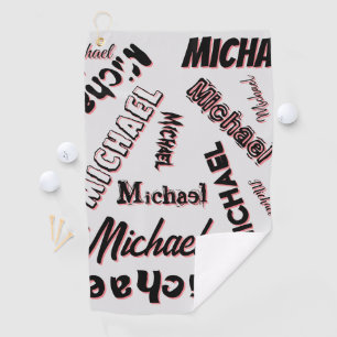 Your name pattern monogram rose colour shadow golf towel