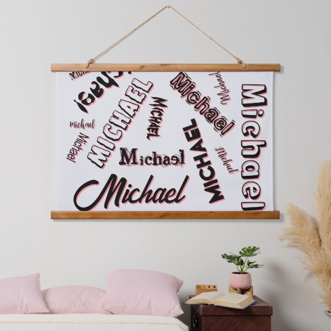 Your name pattern monogram rose colour shadow hanging tapestry (Bedroom)