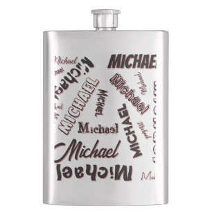 Your name pattern monogram rose colour shadow hip flask