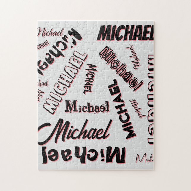 Your name pattern monogram rose colour shadow jigsaw puzzle (Vertical)