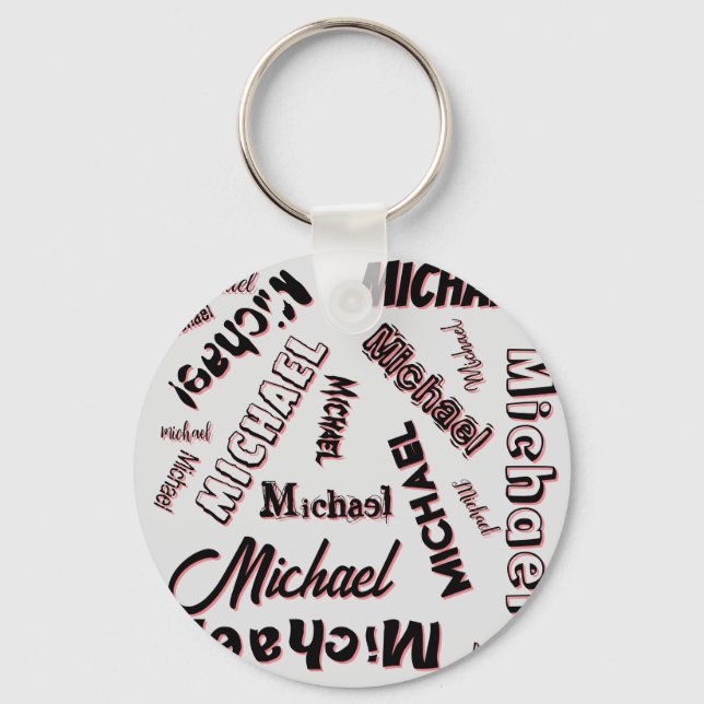 Your name pattern monogram rose colour shadow key ring (Front)