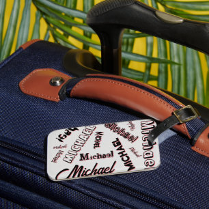 Your name pattern monogram rose colour shadow luggage tag
