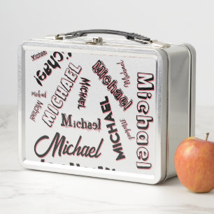 Your name pattern monogram rose colour shadow metal lunch box
