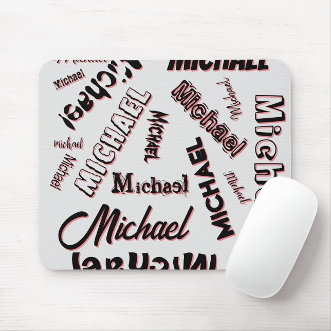 Your name pattern monogram rose colour shadow mouse pad (With Mouse)