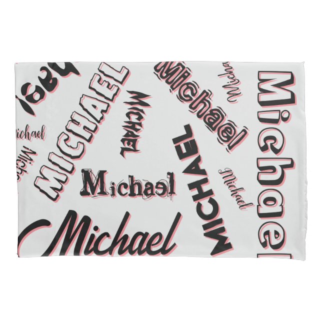 Your name pattern monogram rose colour shadow pillowcase (Front)