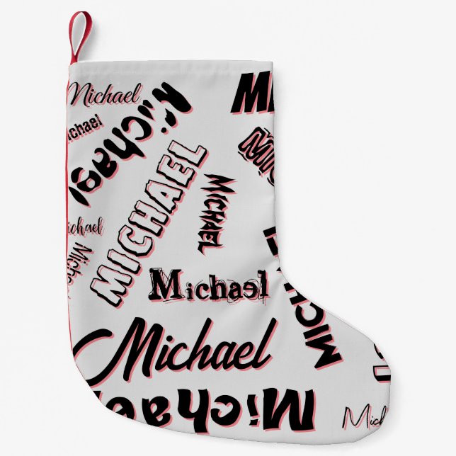 Your name pattern monogram rose colour shadow small christmas stocking (Front)