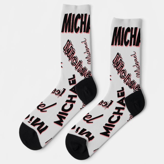 Your name pattern monogram rose colour shadow socks (Left)