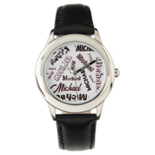 Your name pattern monogram rose colour shadow watch