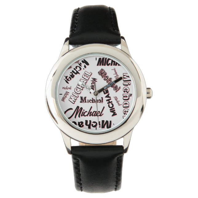 Your name pattern monogram rose colour shadow watch (Front)
