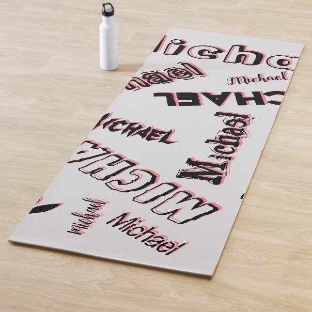 Your name pattern monogram rose colour shadow yoga mat (In Situ)