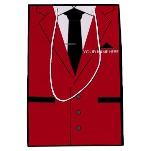Your Name Personal Gift Bag Red Suit Black Necktie
