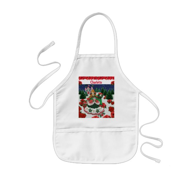 Your Name Personalise Christmas Holiday Princess Kids Apron (Front)